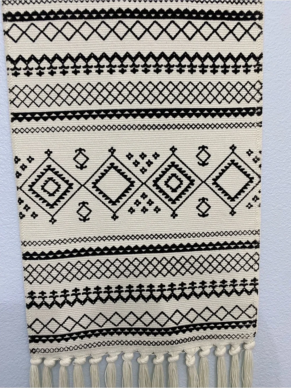 Boho Black & Cream Woven Wall Hanging Tapestry